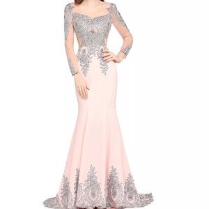 BEAUTIFUL Sheer Black Silver Beaded Lace Mermaid